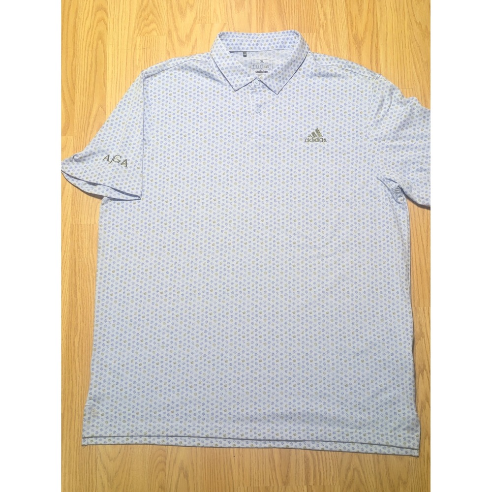 Adidas Mens Golf Polo Shirt Short Sleeve Geometric Print Light Blue XL